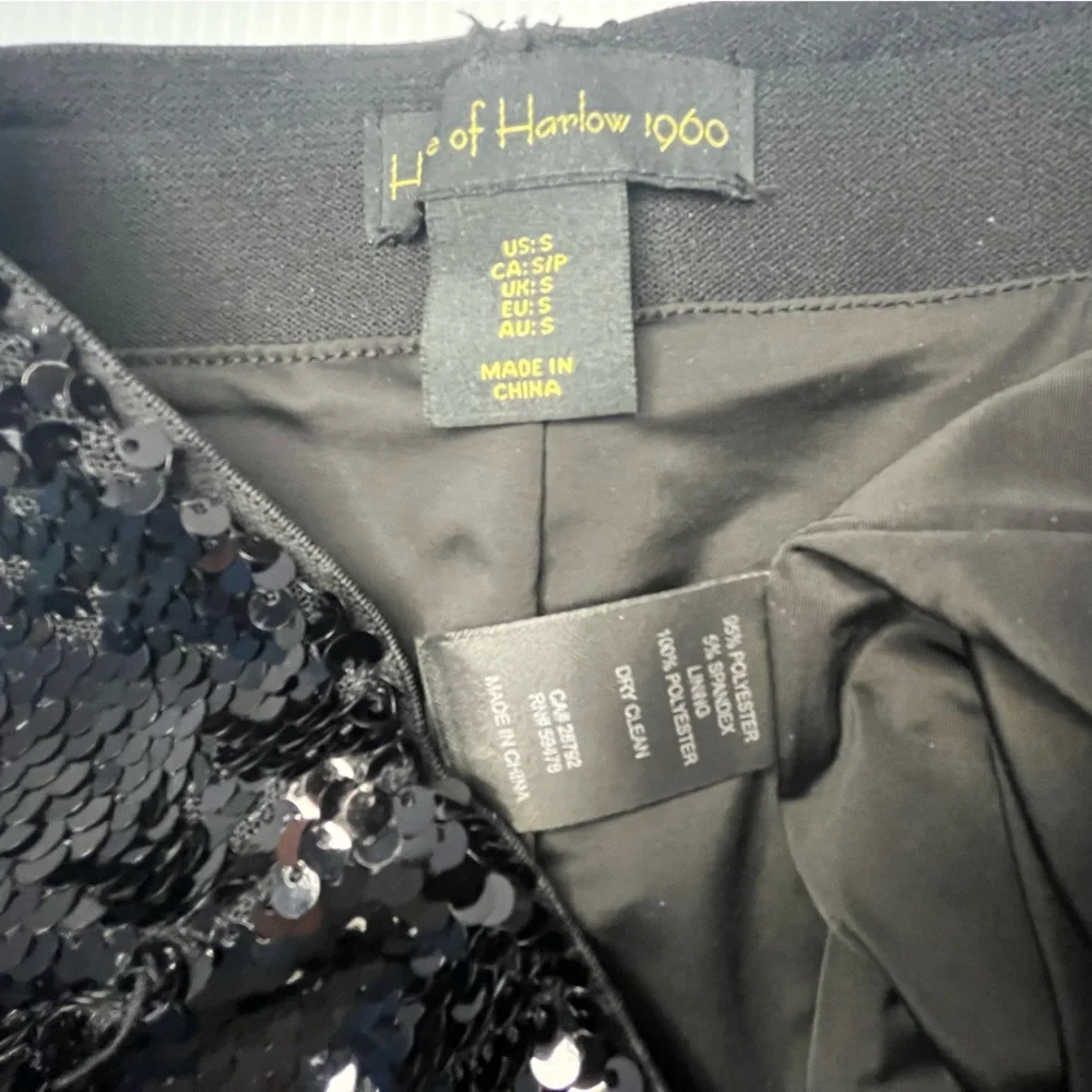 House of Harlow 1960 2 pc Sequenced Stretch pull-on Pant & Sateen Cropped Top - Picture 14 of 15